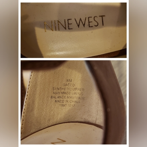 Nine West GACEO Brown Faux Leather Ankle Strap Chunky Heels Peep Toe Size 8 - Picture 6 of 7